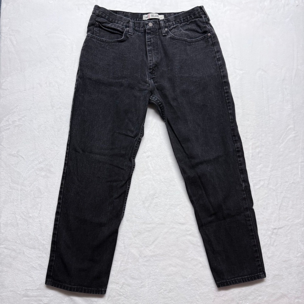 Lee Relaxed Fit Mens Jeans‎ Black Denim 36x30 Straight Leg Casual Workwear